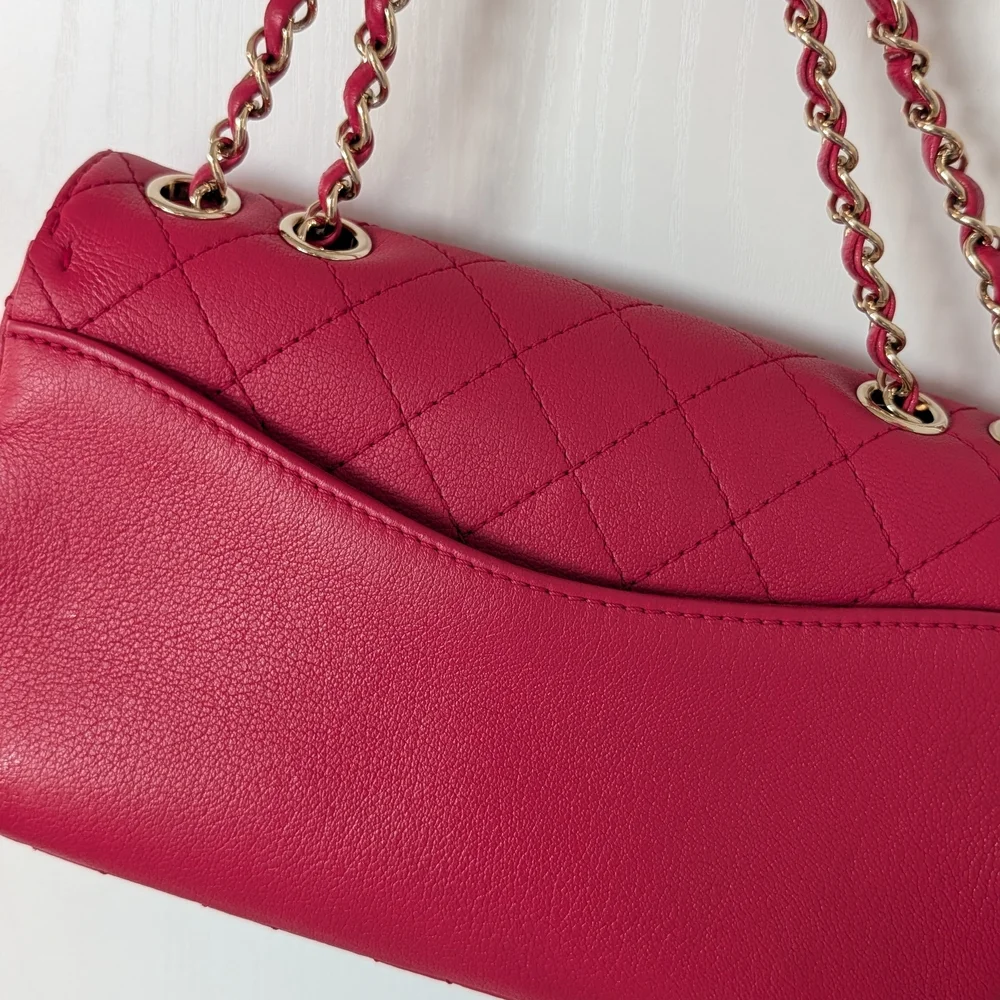 Chanel Coco Curve Flap Quilted Goatskin In Fucsia Pink